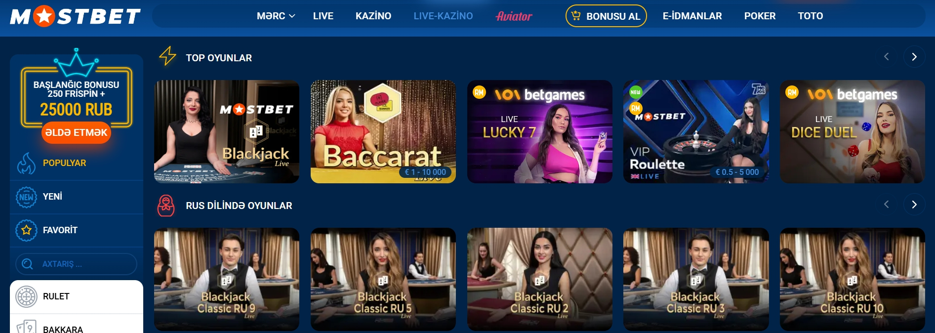 Mostbet kazino rəsmi saytı