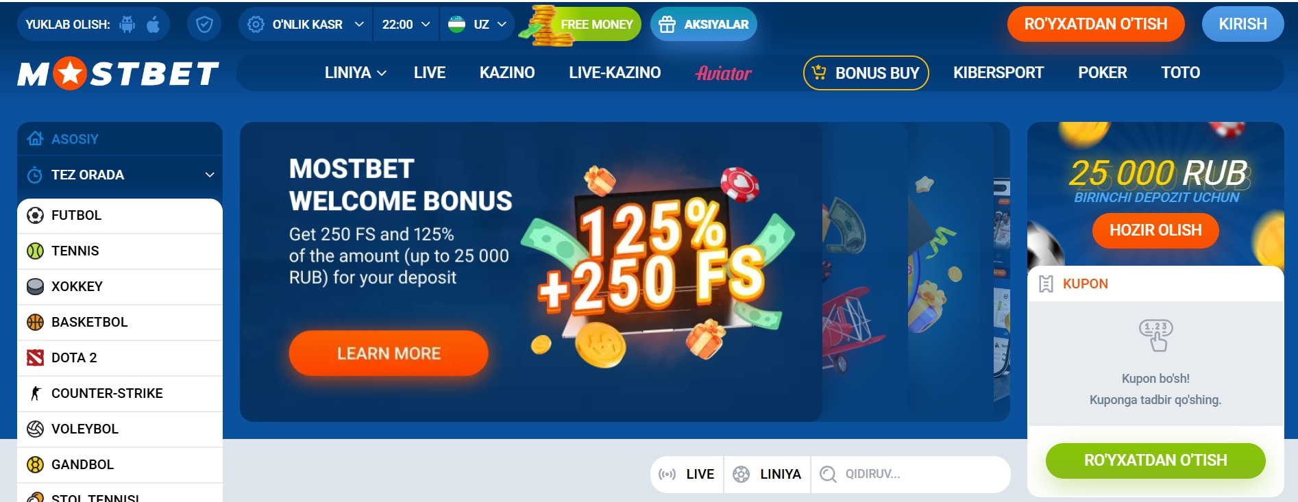 Mostbet uz rasmiy sayti
